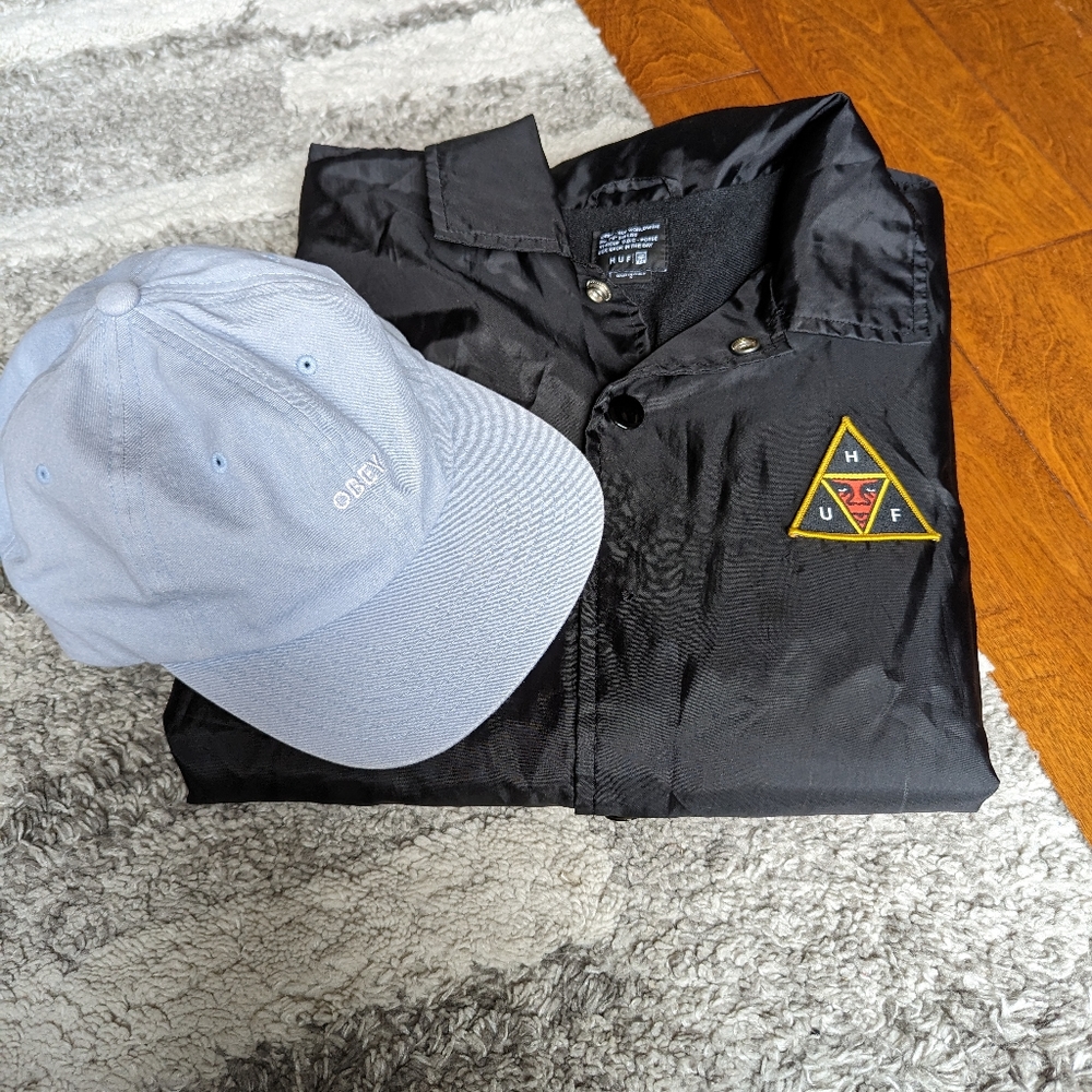 Obey HUF worldwide jacket with obey hat bundle